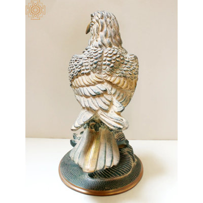 15" Brass Eagle Figurine – Handcrafted Majestic Bird Sculpture for Shelf, Console & Office Decor