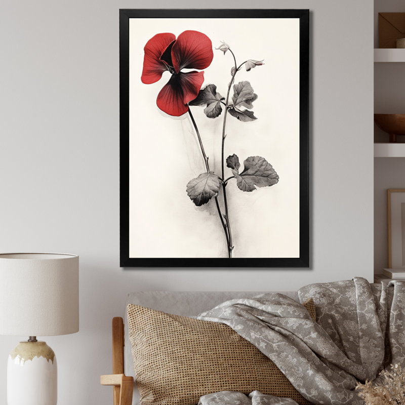 " Red Violets Dreamer II ", 44" H x 34" W x 1.5" D, Black Picture Framed