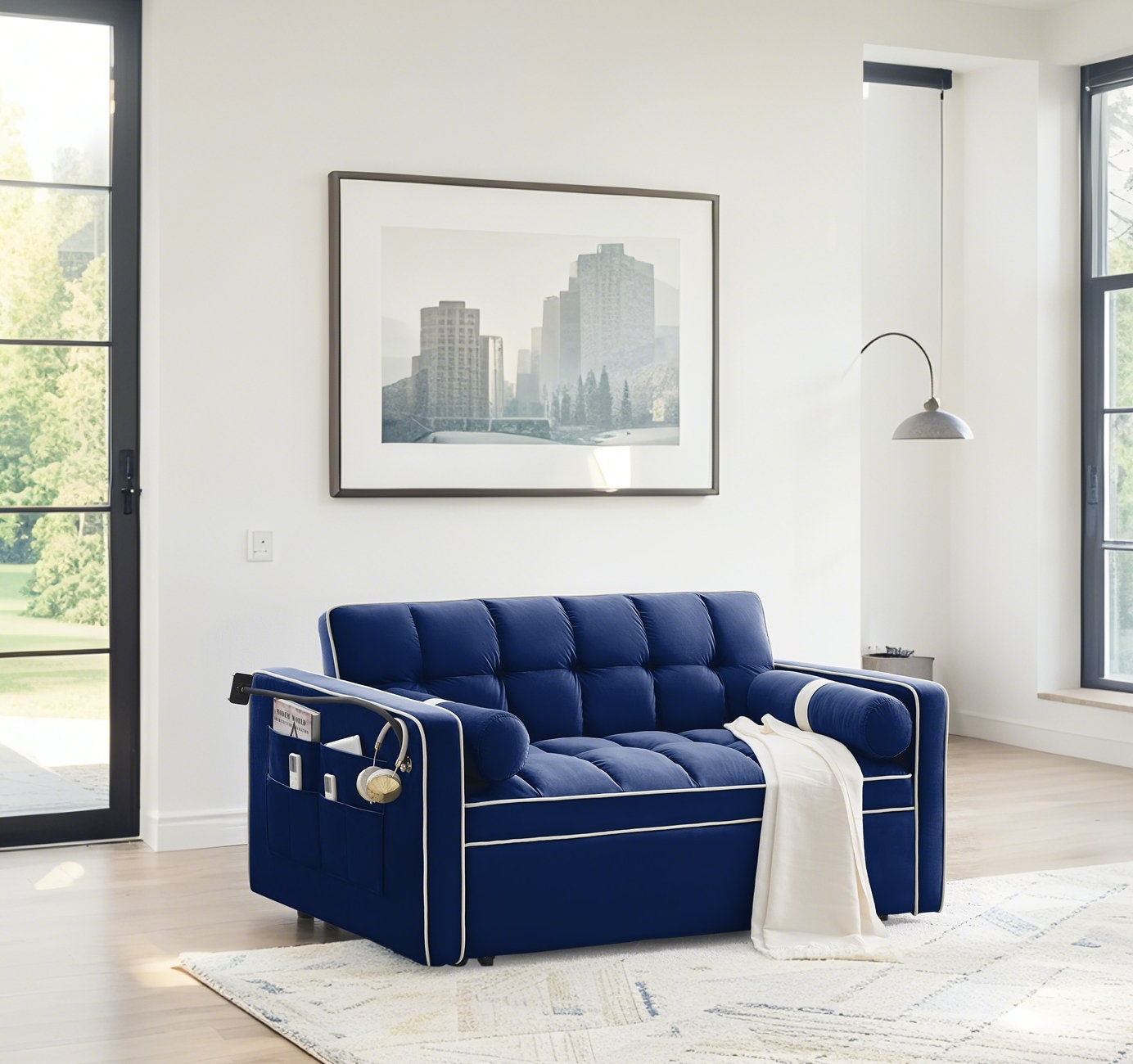 Ebern Designs 55'' Modern Velvet Convertible Sleeper Sofa Bed - Wayfair ...