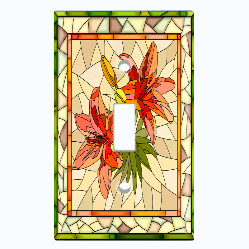 Plaque murale à un groupe de feuilles de lys Mosiac Tile Leaves