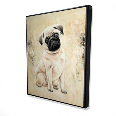 Small pug dog - 48"x60" Framed canvas