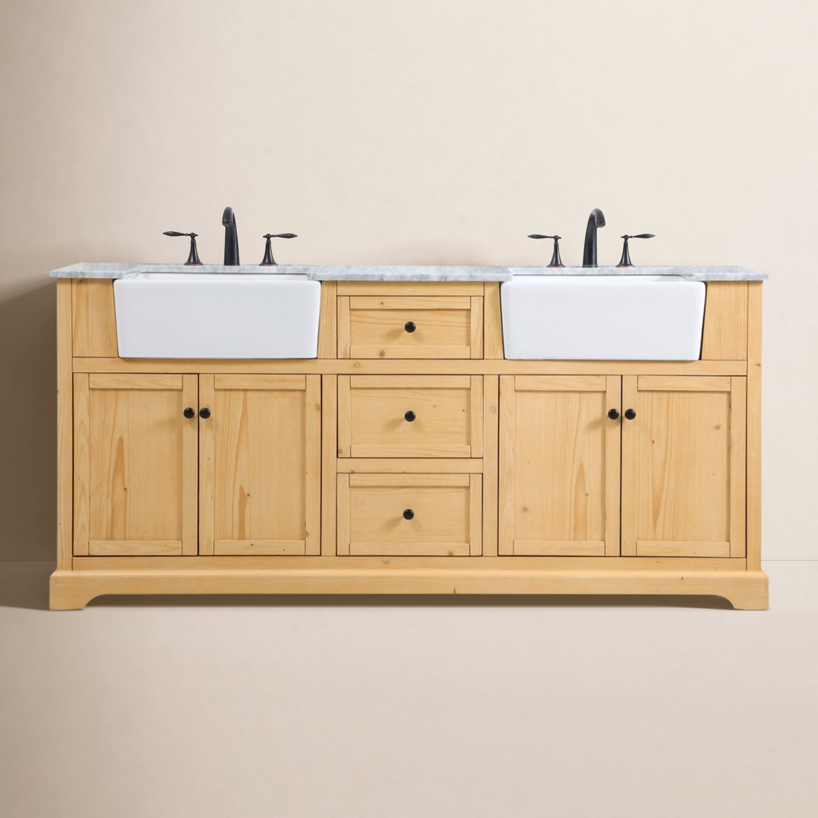 Pardue 72'' Double Bathroom Vanity, Natural Wood