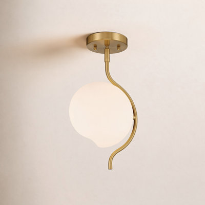 1 - Light Semi Flush Mount with White Jade Glass