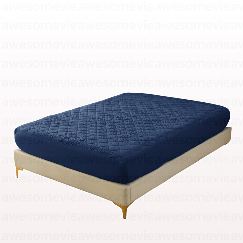 Protège-matelas imperméable ultrasonique Diamond Grid gris taille Q, Grand lit, Gris
