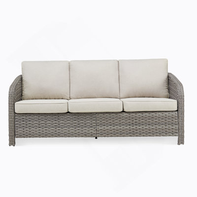 73.6 Inch PE Wicker Rattan Outdoor Furniture Set, 3 Seat Sofa With Beige Deep Seat Cushions For Patio Comfort