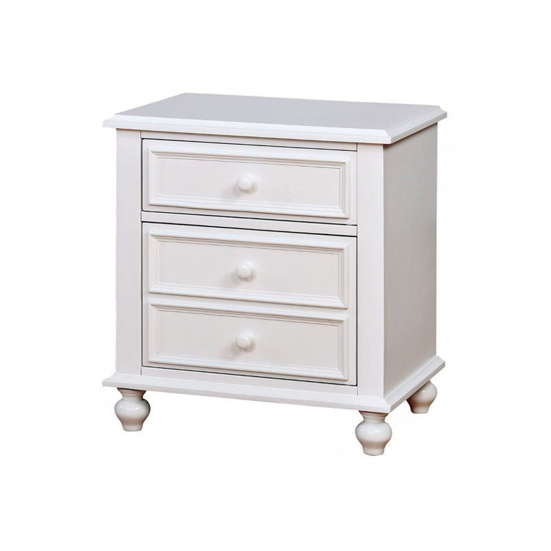 Wooden Nightstand With 2 Drawers, White