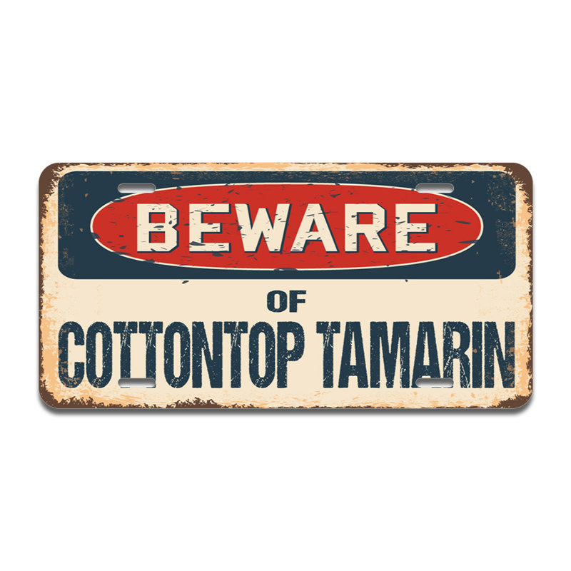 Beware of Cottontop Tamarin Aluminum Plate Frame