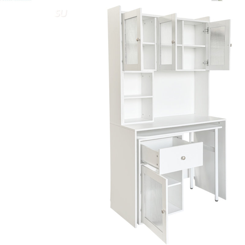 Bureau d'ordinateur polyvalent avec bureau rotatif à 90 degrés, grand espace de travail et grand espace de rangement pour la maison ou le bureau