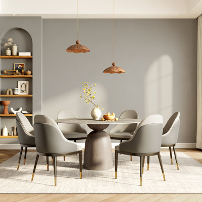 Dark Walnut Round Dining Set