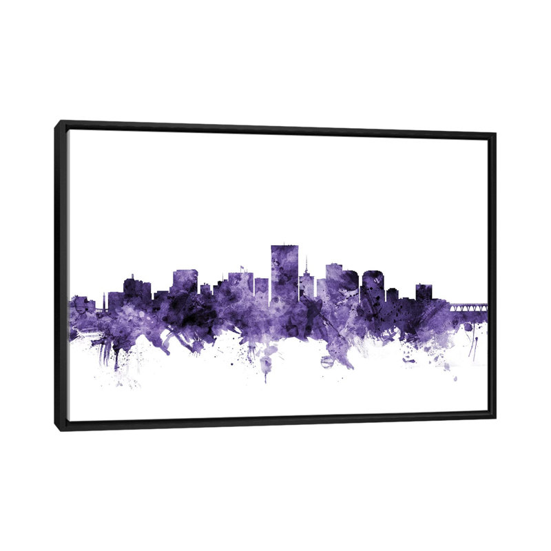 «Richmond, Virginia Skyline» par Michael Tompsett, impression sur toile tendue, H 18 po x l 26 po x P 1,5 po, Pas de tapis