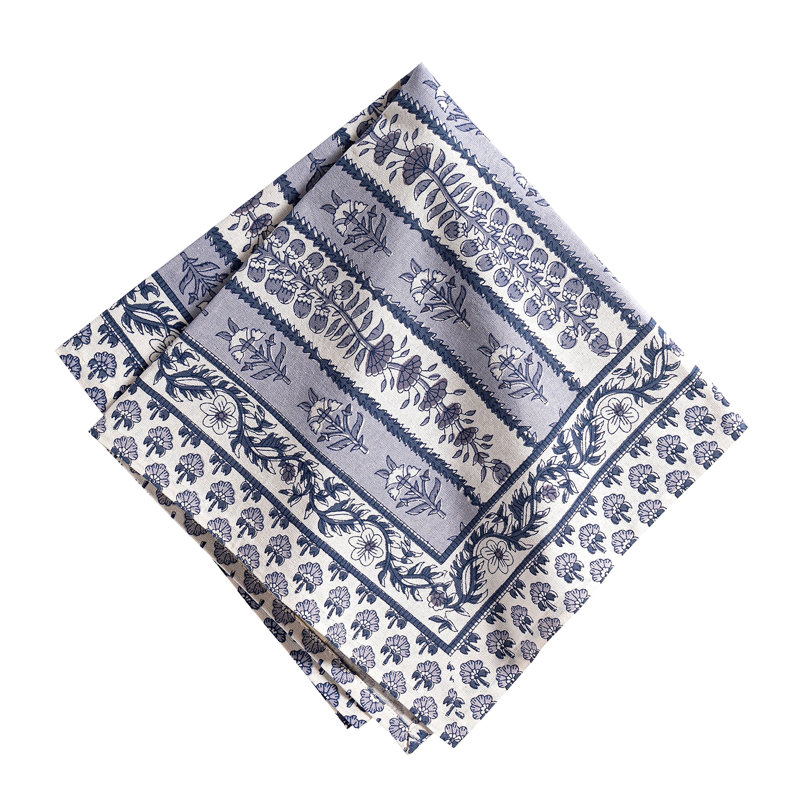 Avignon 100% Cotton Square Napkins, Blue/Marine