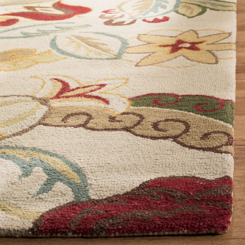 Tapis floral en laine crocheté à la main Emrick, Rectangulaire 3 pi x 5 pi