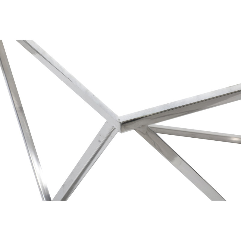 Akela Stone Top Single Coffee Table, 18" H x 29" L x 29" W, Silver