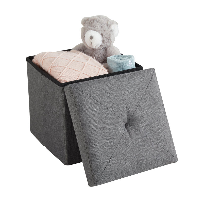 Trower Upholstered Ottoman, Dark Grey Polyester Blend
