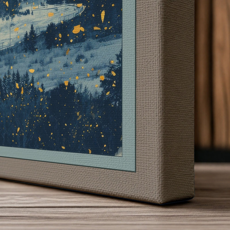 Mountains Under Snow Scandinavian - Wrapped Canvas, 30x20 - 76.2 x 50.8 cm, Taupe Border
