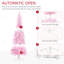 Arbre de Noël artificiel enneigé 6 pi avec forme de crayon, branches de pin réalistes, lumières DEL blanc chaud, ouverture automatique, rose et blanc-1464586352