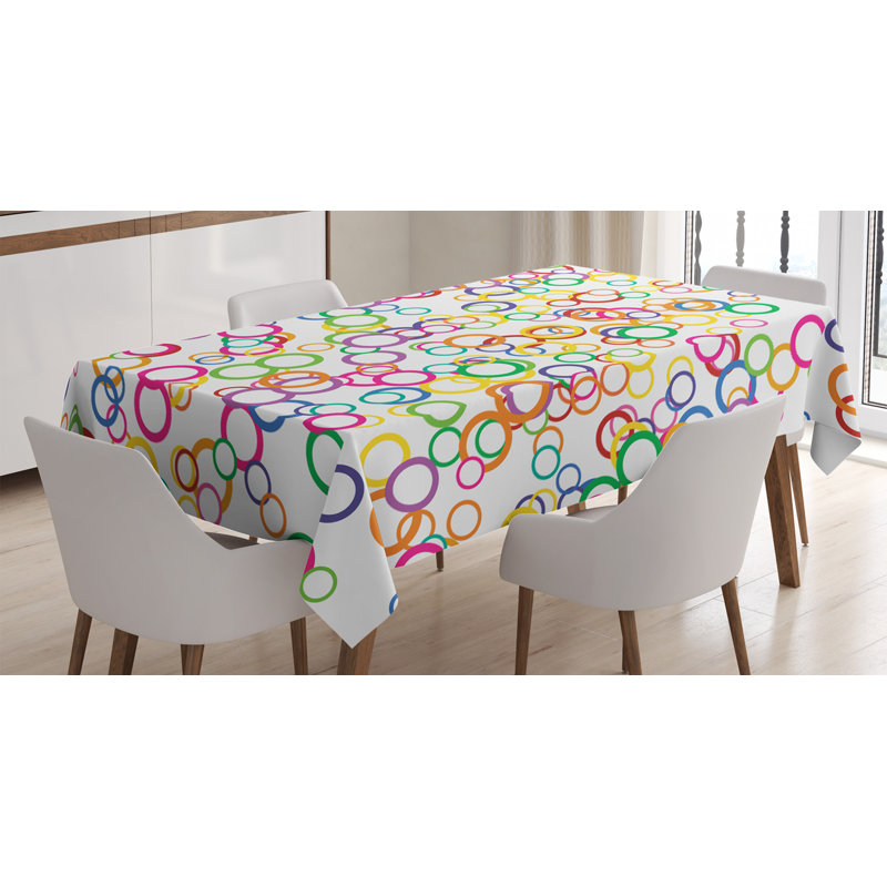 Ambesonne Love Tablecloth, Wave Floral Heart Summer Swirl Illustration Flourishes Foliage Classical, Rectangular Table Cover For Dining Room Kitchen Decor, 60" X 84", Eggshell Vermilion Black