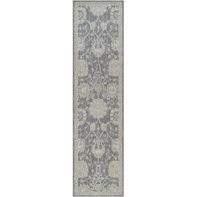 Garlef Machine Woven Oriental Gray/Blue Area Rug