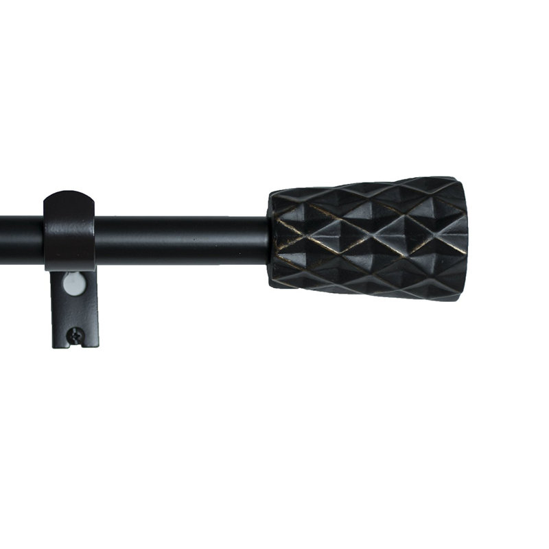 Ensemble de tringle à rideaux Yvettia, H 1 po x L 120 po x P 1 po, Noir