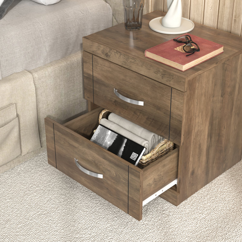 Avigail 20.31" 2 Drawer Nightstand, Knotty Oak, Individual