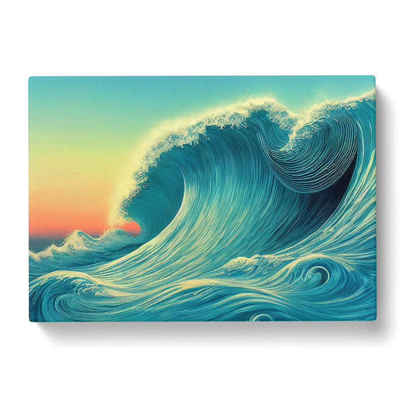 Modern Ocean Wave - Wrapped Canvas Painting, 35cm H x 50cm W x 3cm D