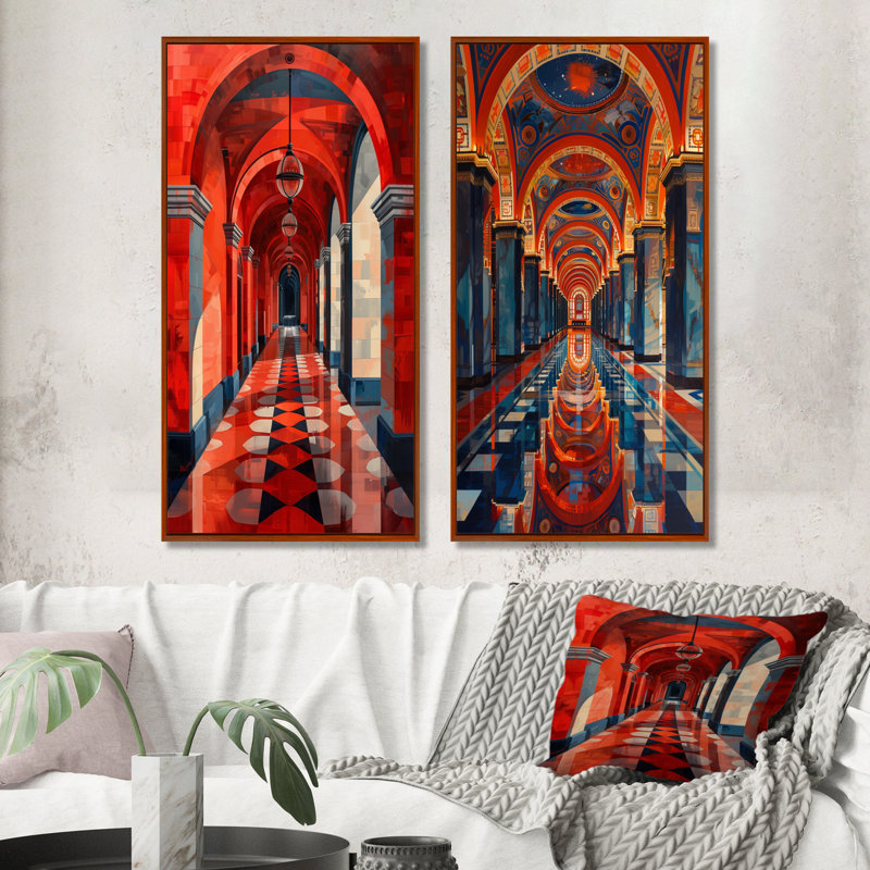 Ensemble de 2 pièces d'art mural, H 28 po x l 24 po, Impression encadrée, Brun
