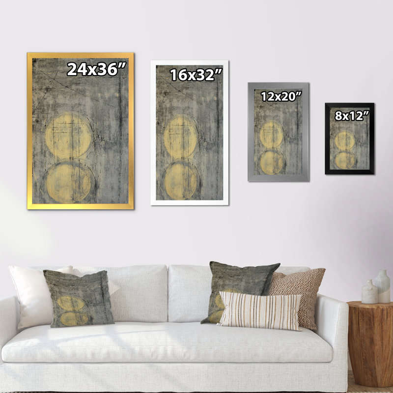 Composition grise et beige tendance - peinture sur toile, H 12 po x l 8 po x P 1 po, Cadre photo argenté