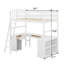 Lit mezzanine simple avec tiroirs, armoire, tablettes et bureau, lit mezzanine en bois avec bureau