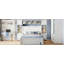 Lit double en bois avec armoire tout-en-un, tablette et prises, lit gigogne simple