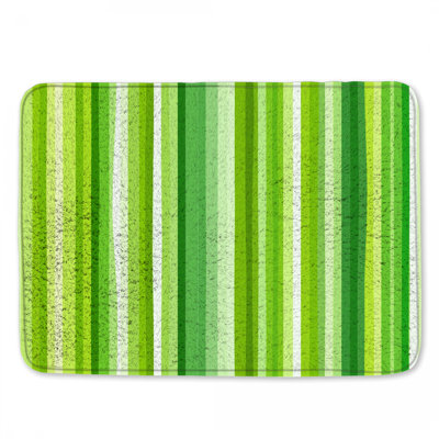 Tapis de bain vert à rayures