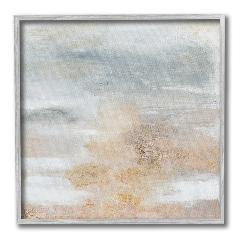 "Cadre subtil abstrait beige" par Danhui Nai sur toile, H 17 po x l 17 po
