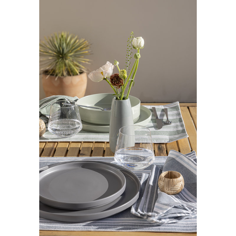 over&back Stackable 12-Piece Semi Hand-Finished Stoneware Dinnerware Set, Charcoal