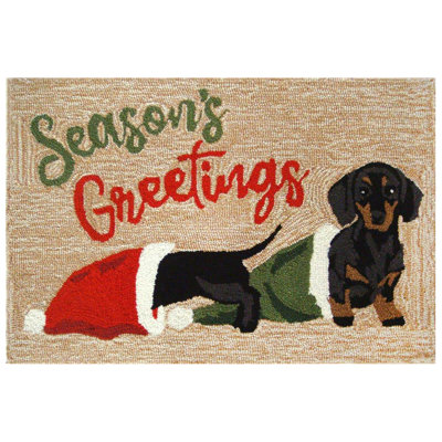 Siraj Frontporch Dachsund Greetings Outdoor Door Mat