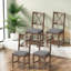 Ensemble de 4 chaises de salle à manger confortables de style campagnard en bois de chêne foncé pour la cuisine