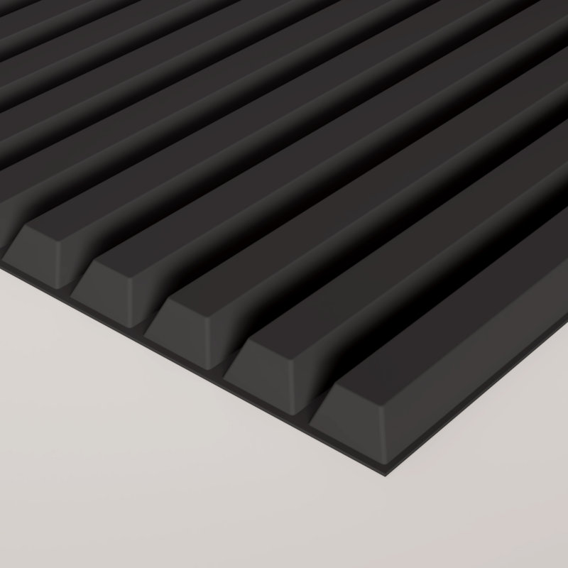 PVC Slat Wall Panel, 19.7 x 19.7in 3D Fluted Textured Panel Black, Suitable for Kitchen, Living Room, and Home 3D Wall Panels(12-Pack, 32 Sq.ft)