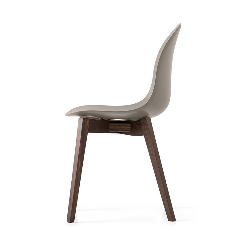 Academy Side Chair with Wooden Frame, Matte Taupe, Smoke