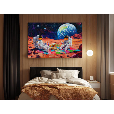Astronauts Having a Picnic on Mars on High-Quality Canvas Print - Handcrafted Wall Decor - Stylish Art - Gift - Wall Decor, Painting Reproduction
