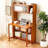 Writing Desk with Hutch Bookshelf, Foldable Bamboo Computer Desk with Storage Shelves for Home Office-2077920481
