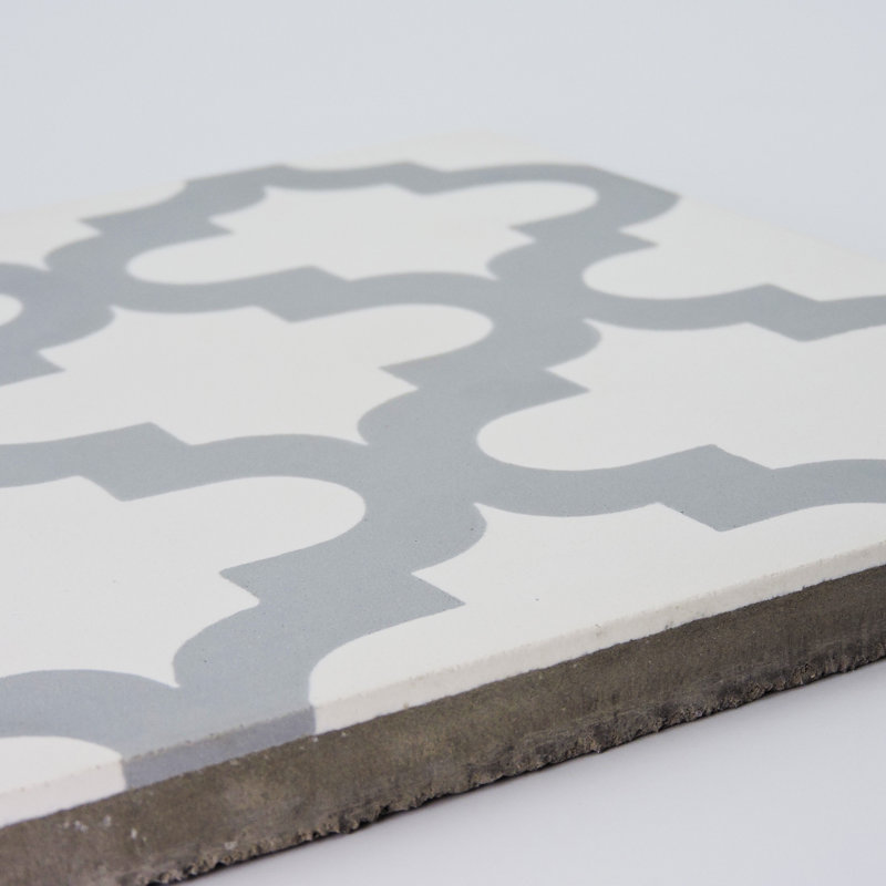 Carreau de plancher et de mur à motif ciment 8 po x 8 po, Blanc / gris