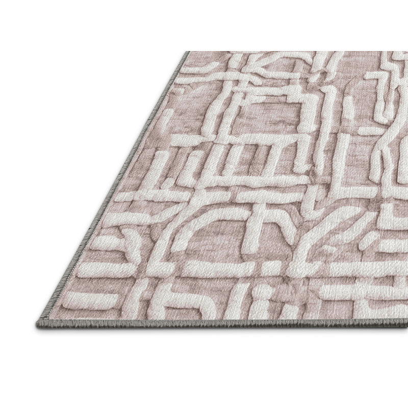 Machine Washable Gray Area Rug, Round 4'