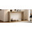 60" Modern Farmhouse Console Table With 2 Concealed Drawers, Waterfall Design Entryway Table With Thickened Legs & Rustic Wood Grain For Living Room, Entryway & Hallway-1004005339