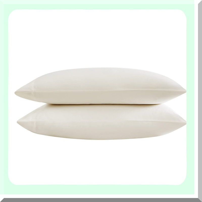 SateenLux 800 Thread Count Ivory Pillowcase Set - Soft & Smooth Luxury Cotton Bedding for Standard Pillows - Home Decor Essential