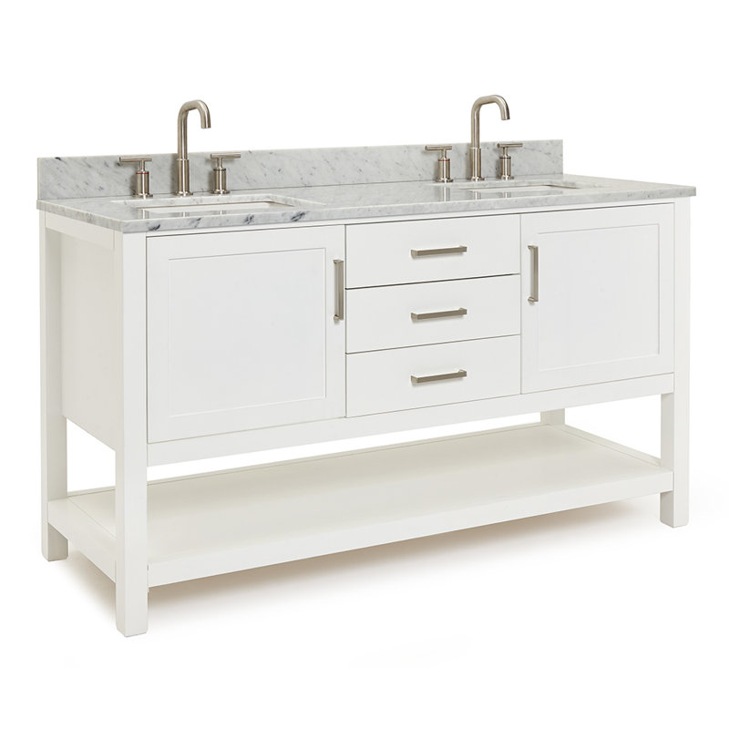 Ensemble de meuble-lavabo double 61 po Abby, Blanc