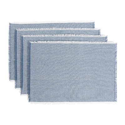 over&back Woven Frayed Chambray Placemats, Set of 4