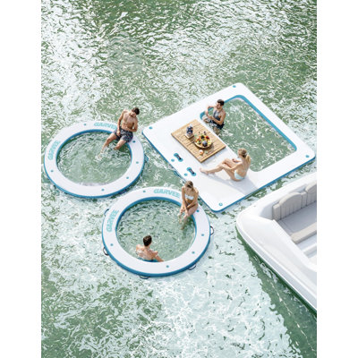 Inflatable Water Hammock Floating Dock Mesh, 10FT Sunchill Float Ring Heavy Duty River Floats Lake Raft for Tanning Pool Float Island Platform Pad Mat Party