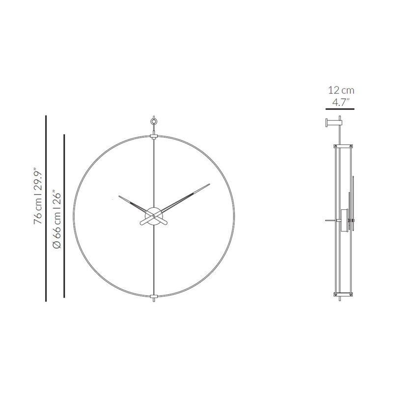 Mini Barcelona Solid Wood,Metal,Fibreglass Analog Wall Clock, Black/Walnut