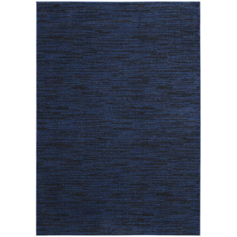 Mullican Sandy Solid Blue Easy Care Indoor/Outdoor Area Rug, Rectangle 5' x 7'