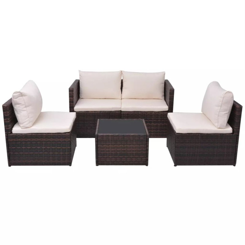 5 Piece Lounge Chair with Cushions, Brown