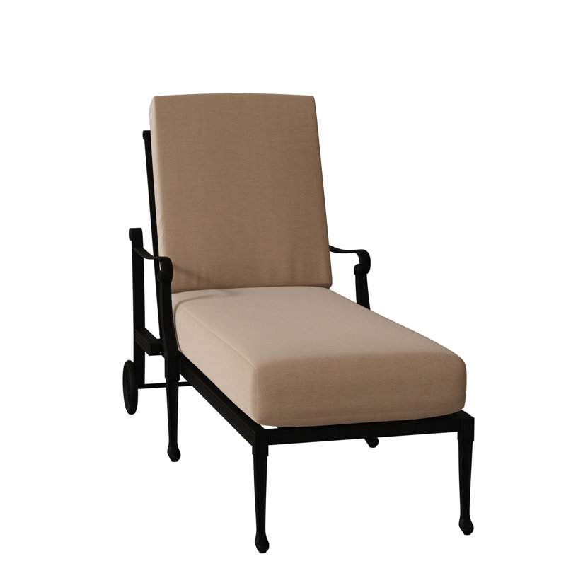 Wiltshire Outdoor Chaise Lounge, Pewter, Canvas Heather Beige Sunbrella® Canvas