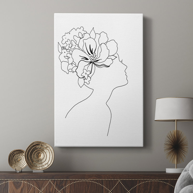 Croquis floral tendance I - galerie Cavas sur mesure, H 48 po x l 32 po
